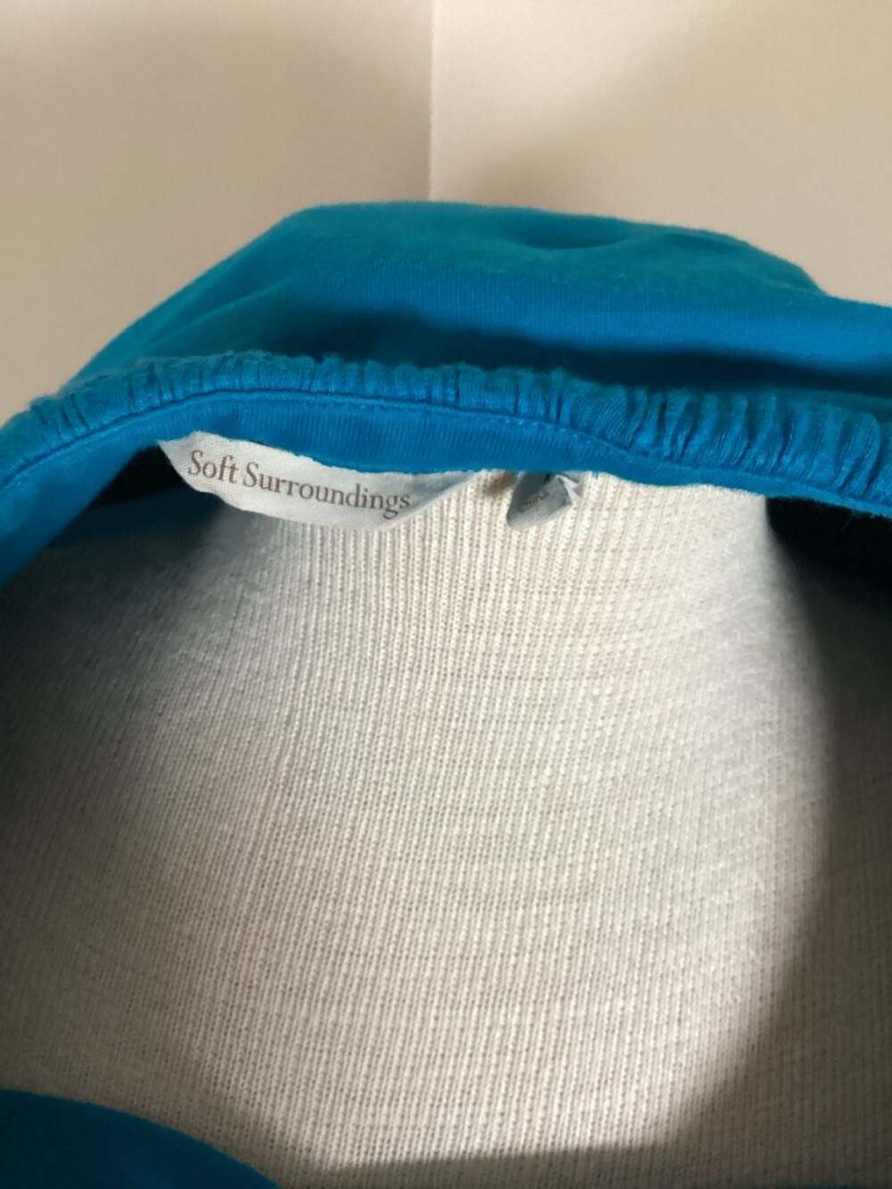 Soft Surroundings Teal Blue Ruched Hem & Pocket Pullover Sweatshirt - Picture 2 of 4